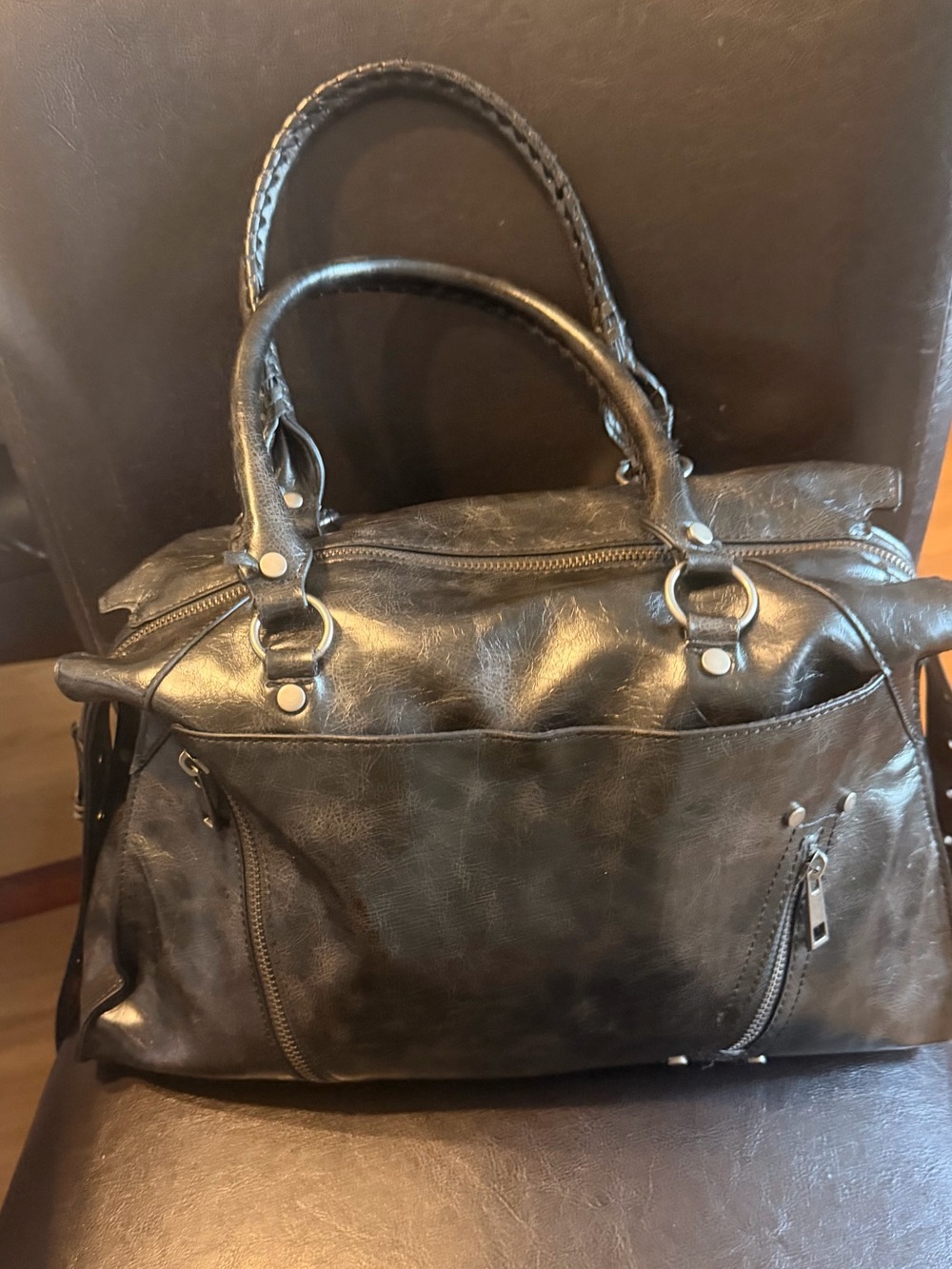 Bershka Black Satchel with Dual Handles